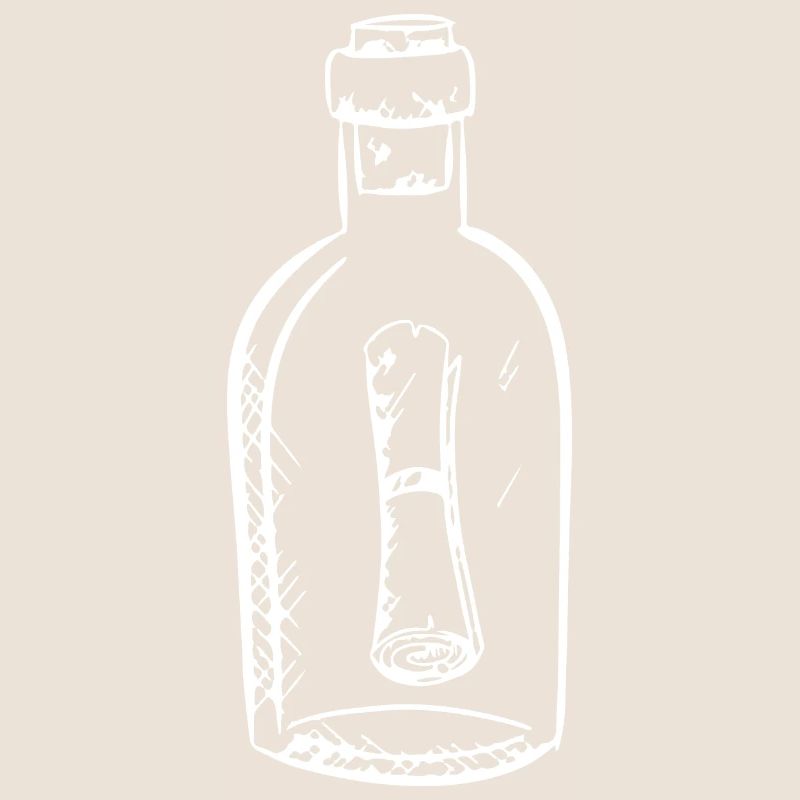 Message dans une bouteille dessinée à la main