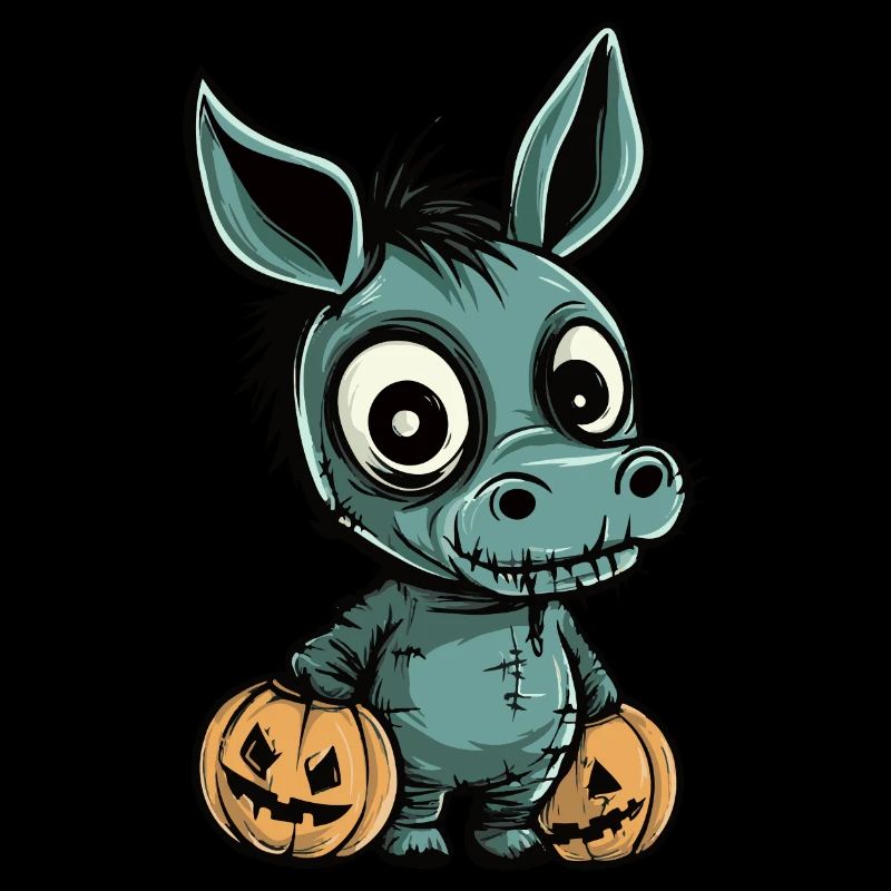 Esel Halloween Comic Lustig
