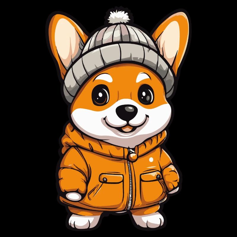 Corgi Hund Winter