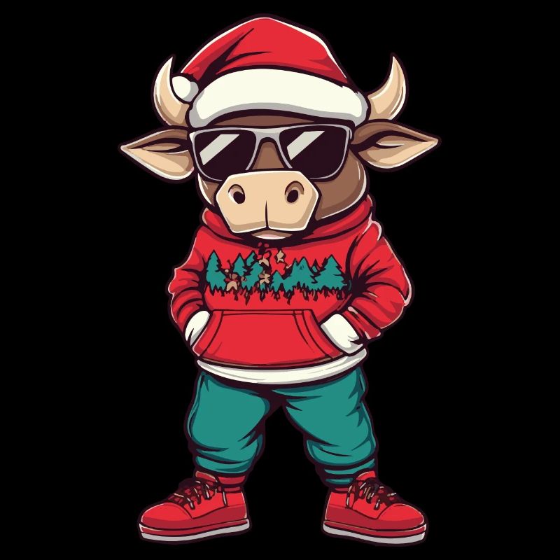 Bull Christmas Comic Cool Taurus