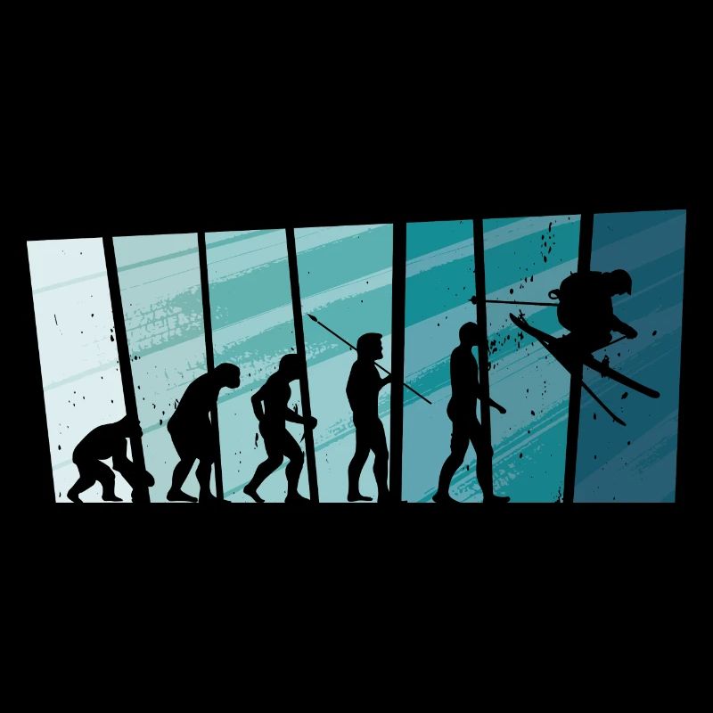 Skiing Evolution Vintag Winter Sport Ski