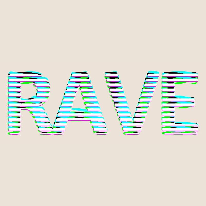 Rave lettering Tripping Techno LSD MNML neon white