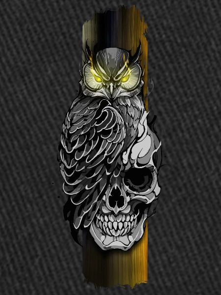Owl Perched on Skull