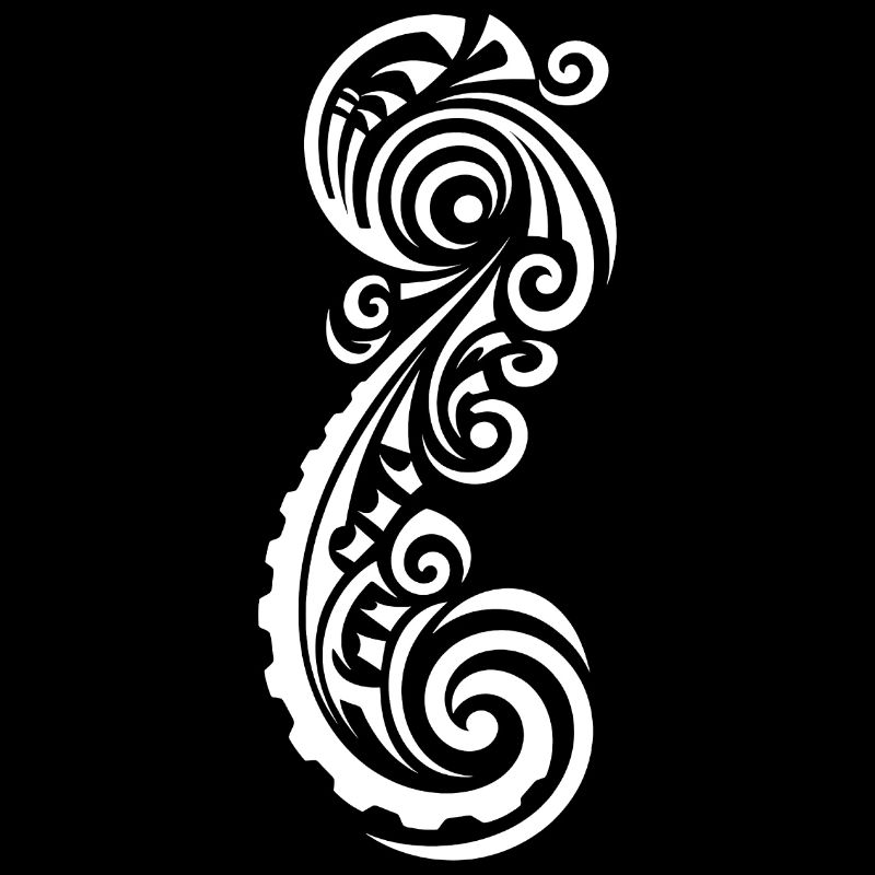 Dynamic Maori tattoo design in white