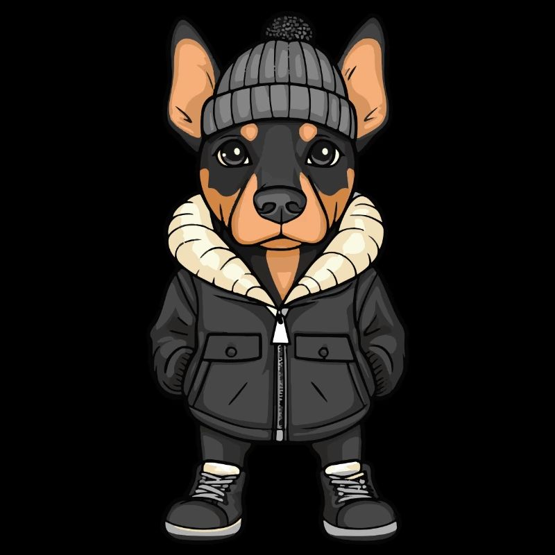 Doberman Hund Winter