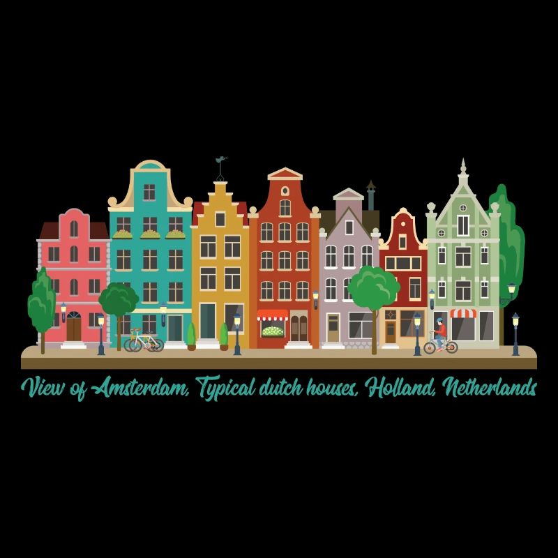 Vue d’Amsterdam, maisons hollandaises typiques, Hollande