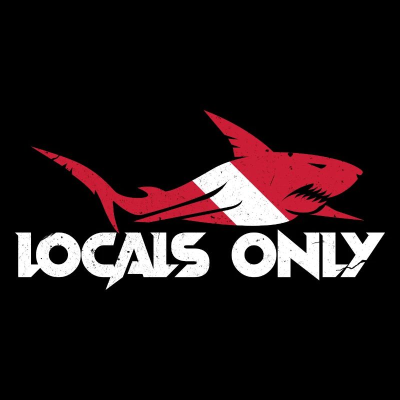 Local Only Red White Diving Flag Great White Shark