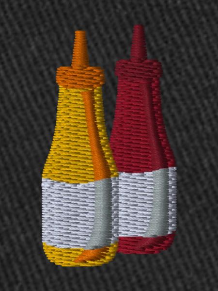Ketchup et moutarde brodés