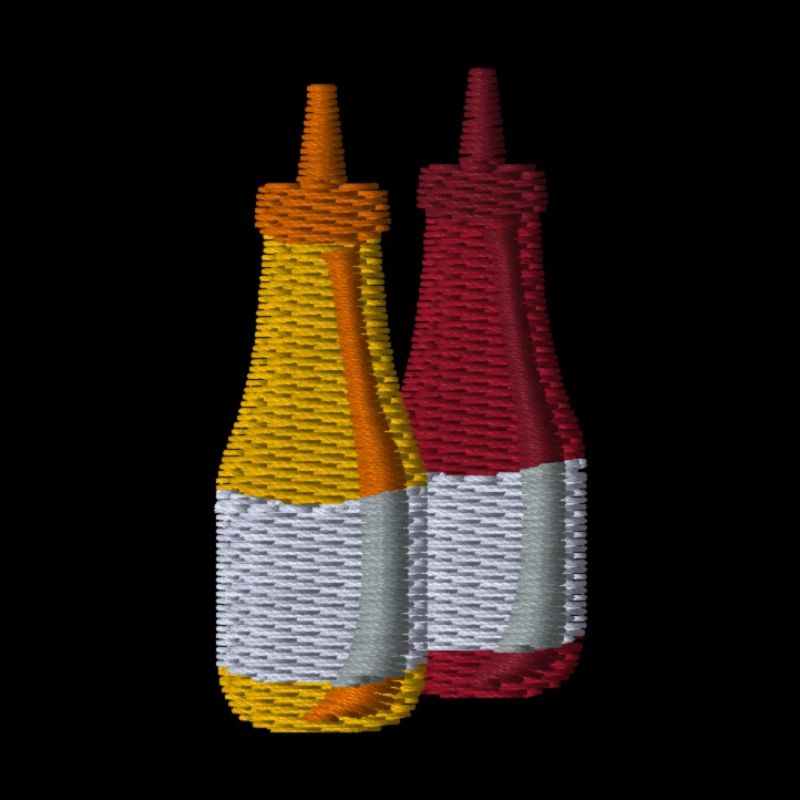 Ketchup et moutarde brodés