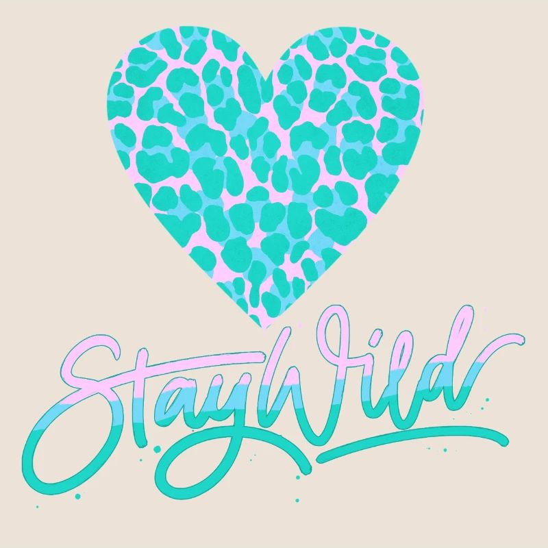 Stay Wild with leopard pattern heart