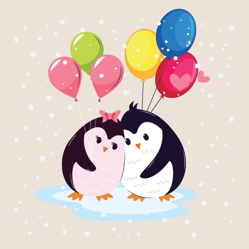 Pingouins avec ballons