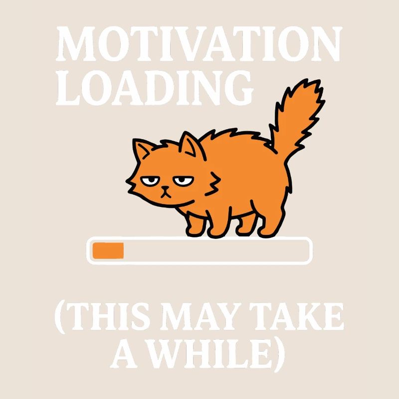 Motivation Loading Tired Cat with Loading Bar