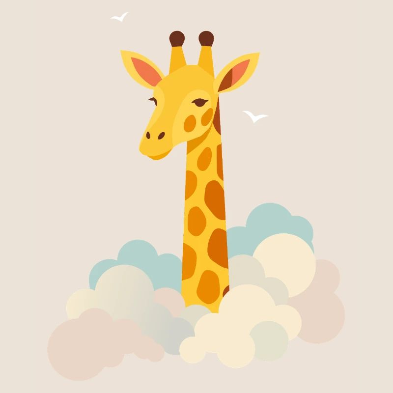 Douce girafe au-dessus des nuages – Motif onirique