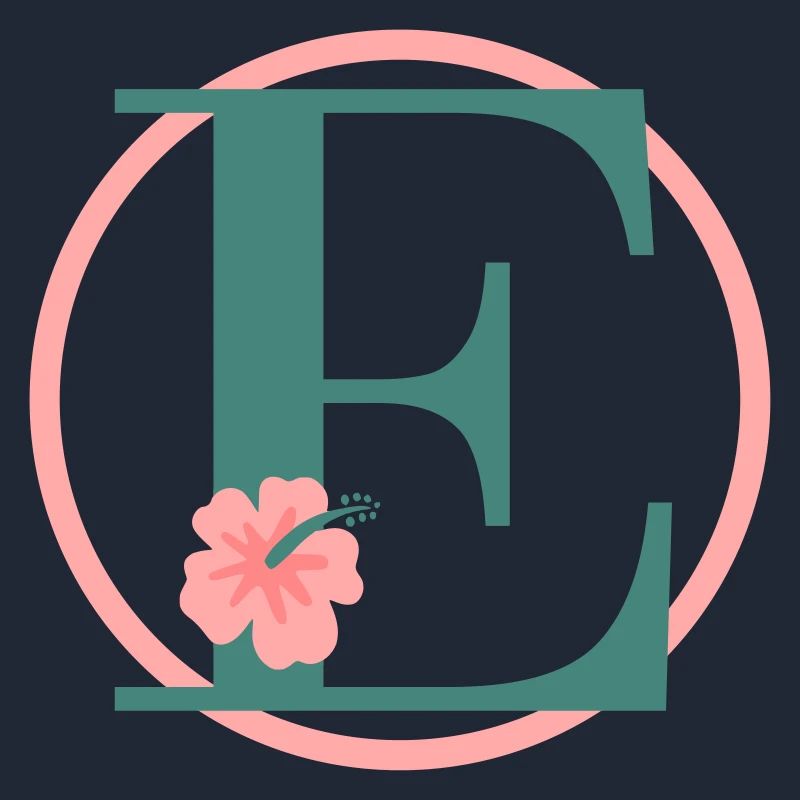 Letter E Initial letter E Monogram Hibiscus
