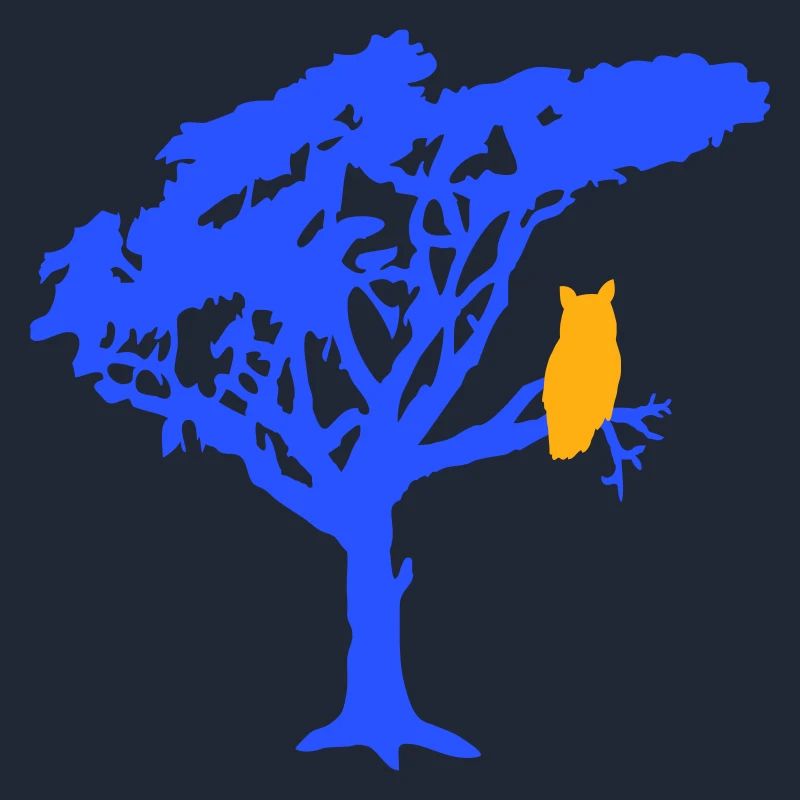 Owl Eagle Owl Branch Tree Forest Night Silhouette Outline Cute