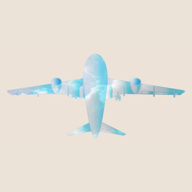 Passenger plane with cloud pattern