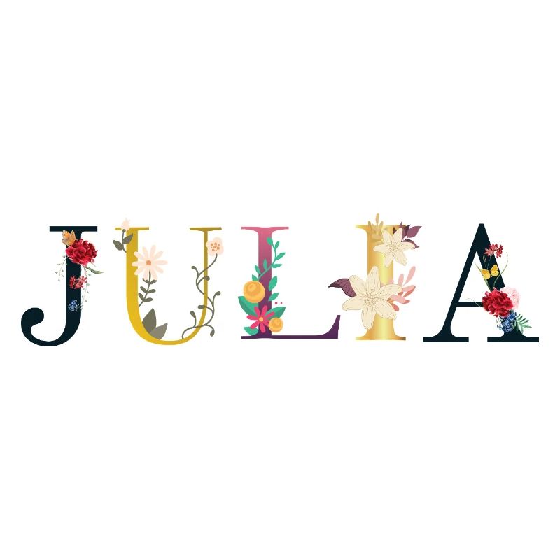 Le nom de JULIA est décoré de fleurs