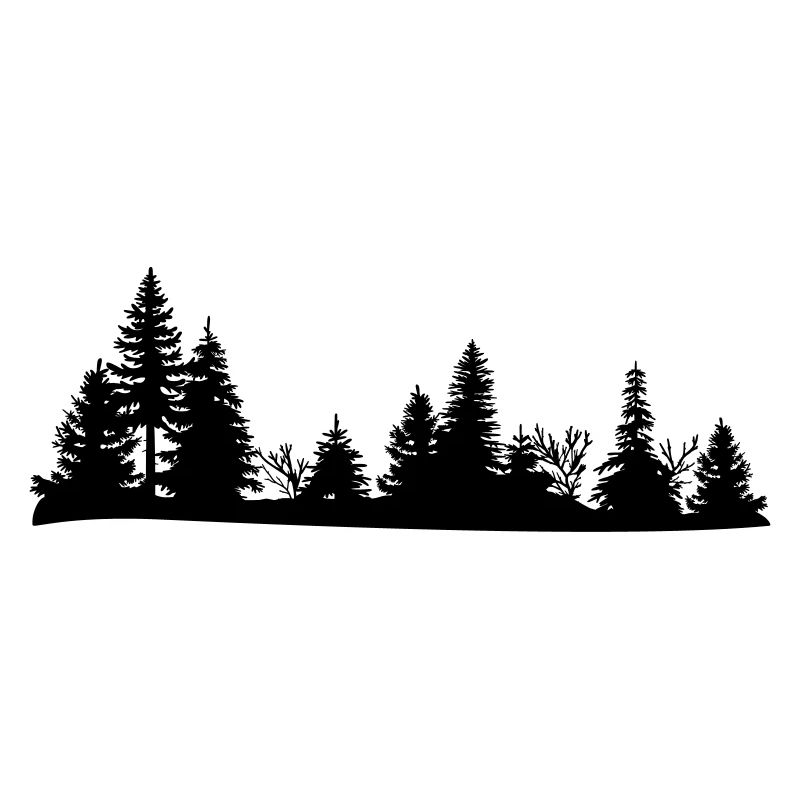 Silhouette noire d'une forêt