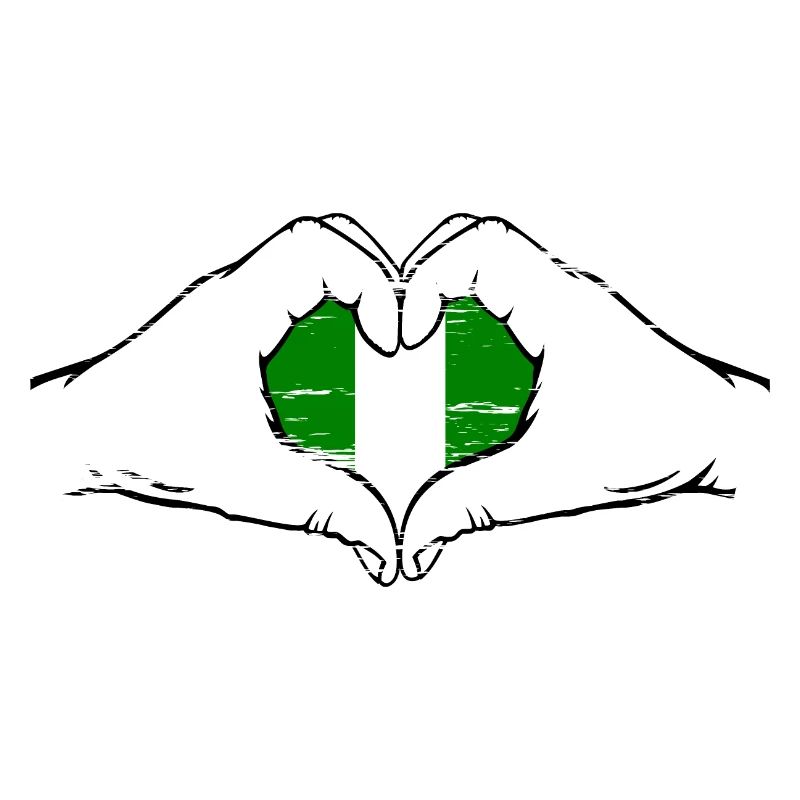 Drapeau du Nigeria en forme de coeur utilisé