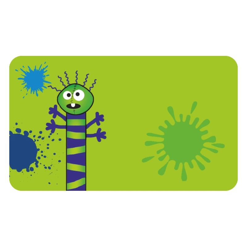 Monstre long et mince et éclaboussures de couleur - Vert Bleu