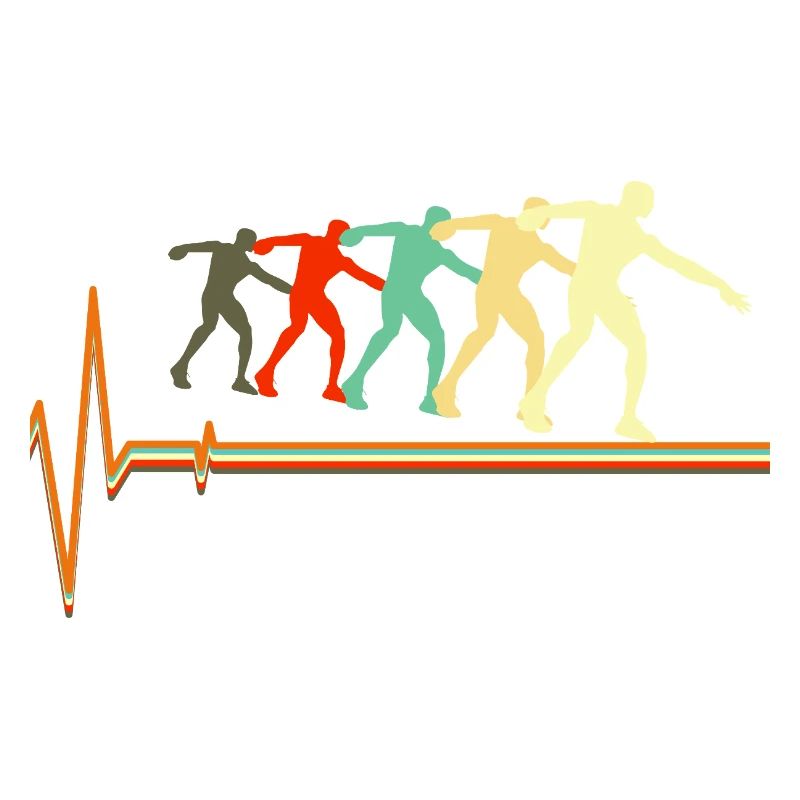 Art rétro Heartbeat Evolution du lancer du poids