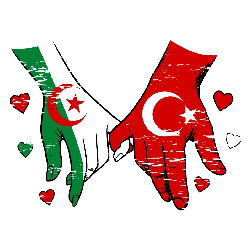 Algérie Drapeau Turc Tenue de la main utilisée