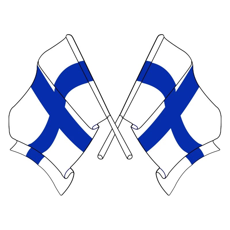 Deux drapeaux de la Finlande croisés