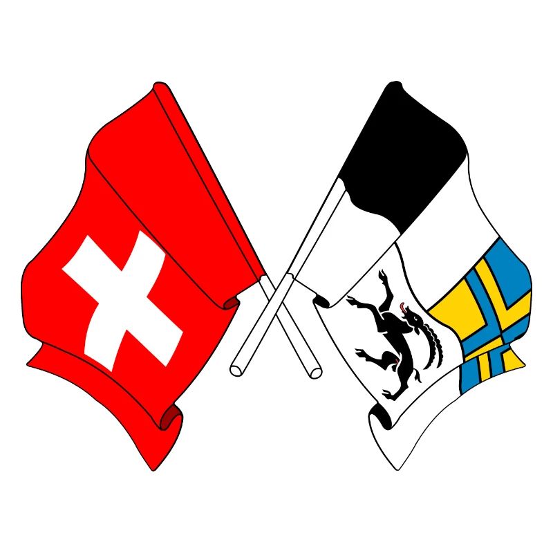 Drapeau de la Suisse et drapeau des Grisons