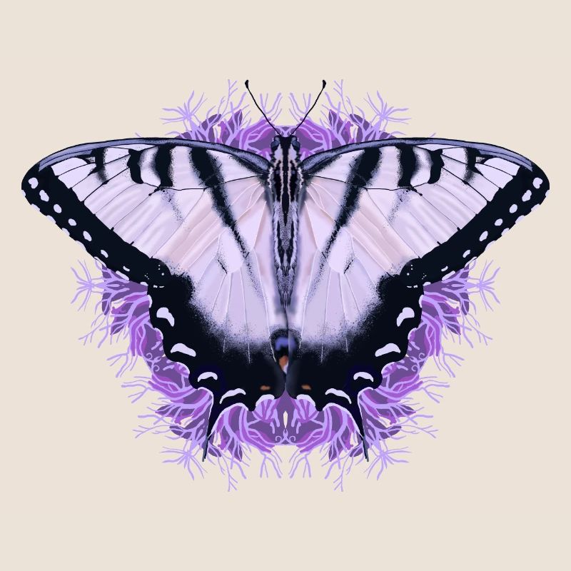 Papillon blanc à fleur pourpre