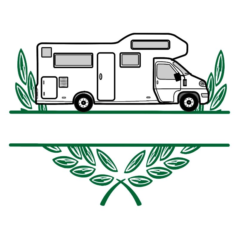 Camper im Kranz mit Platz für Text oder Namen