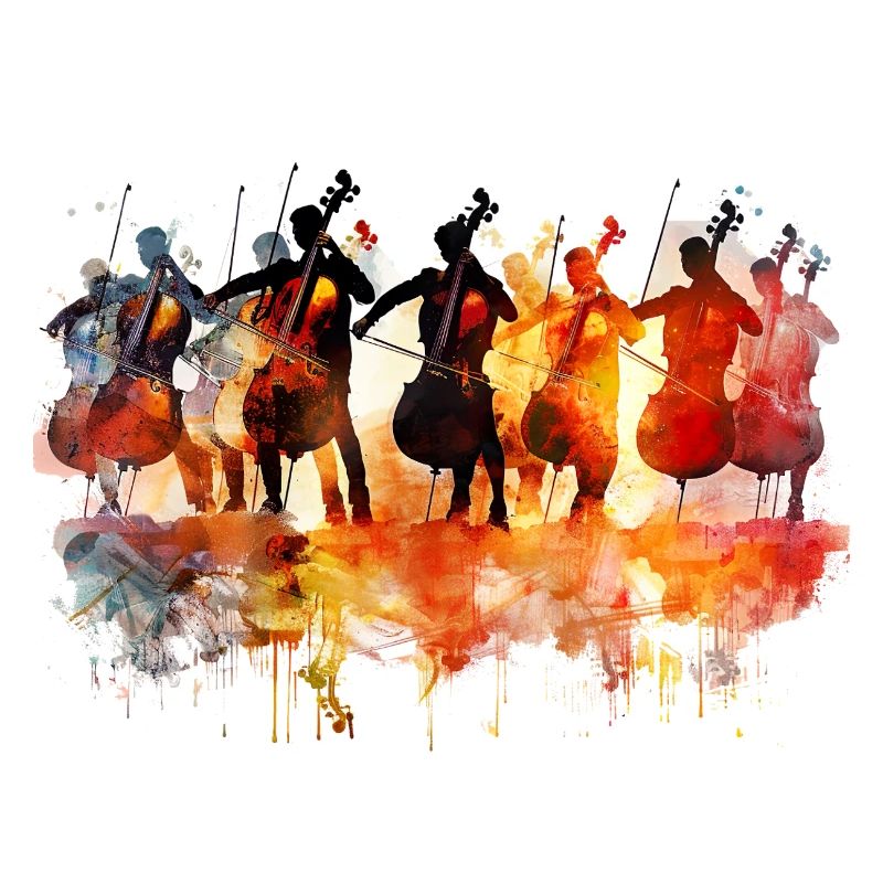 Orchestre de violoncelle abstrait à l’aquarelle
