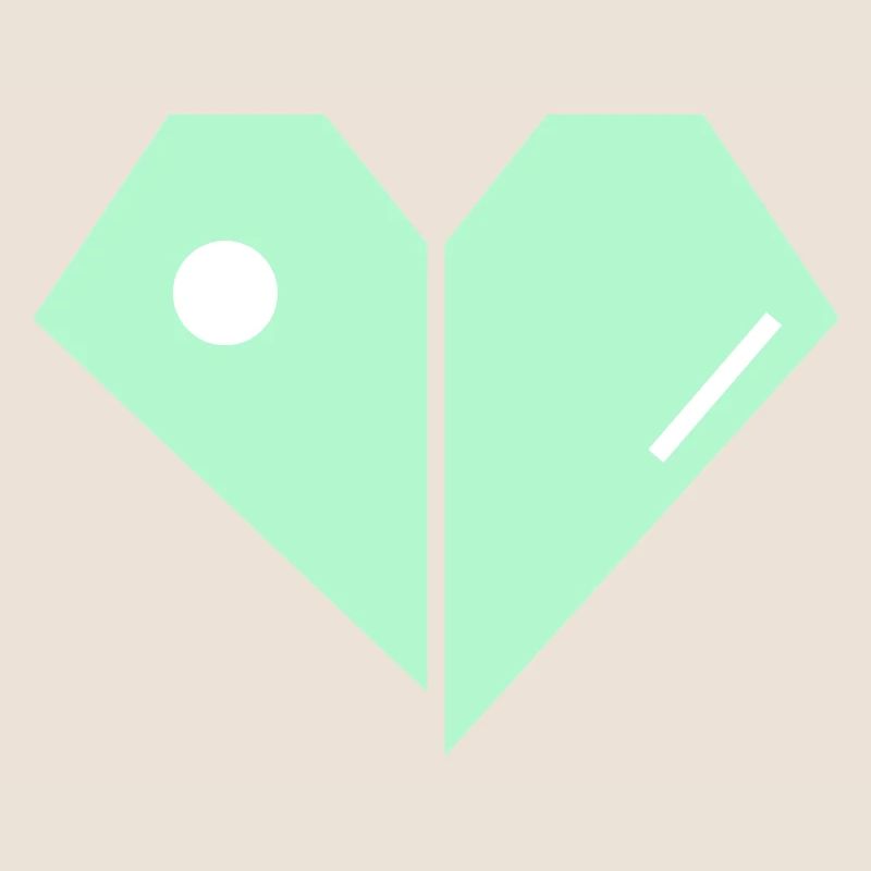 Mint Heart Split Minimaliste