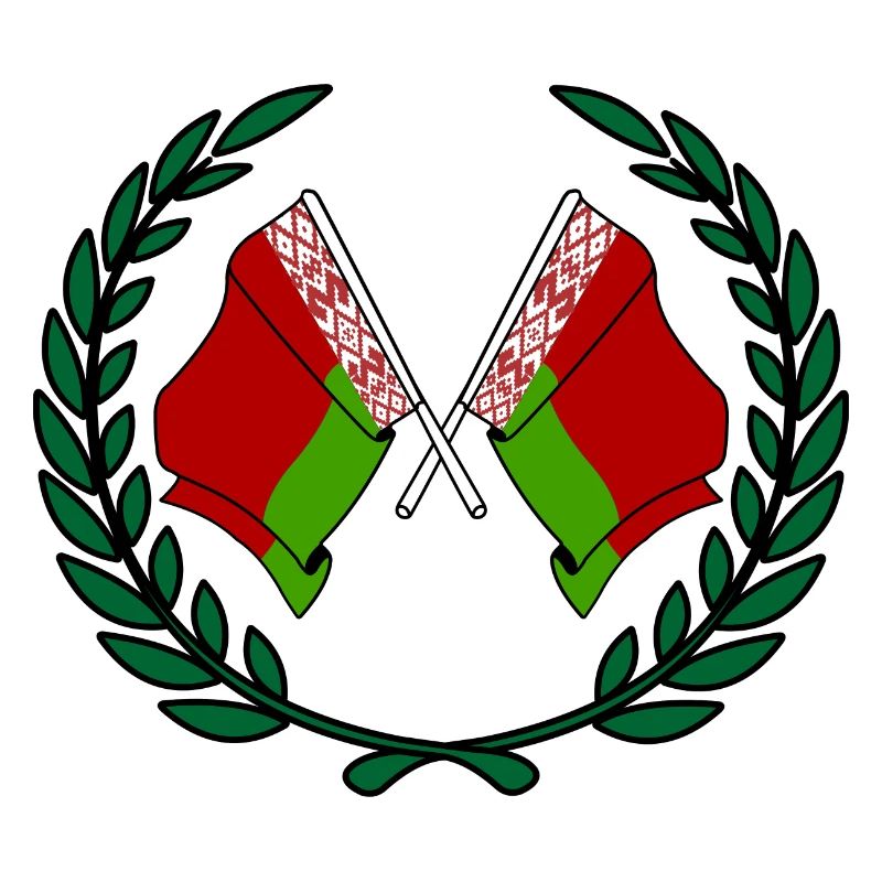 Drapeaux Biélorussie en couronne de laurier