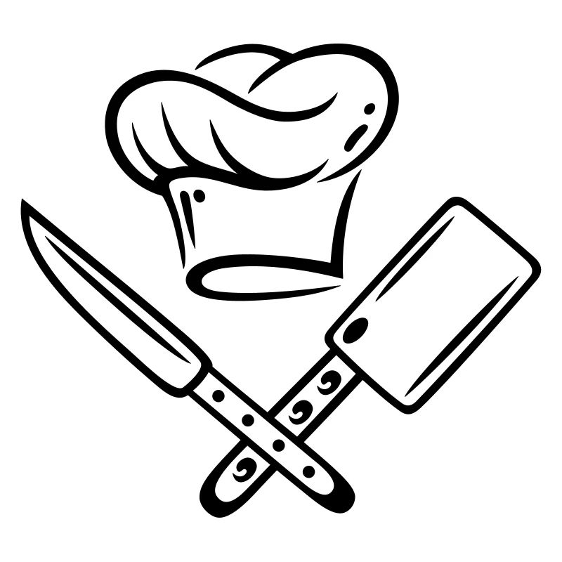 Cooking hat with knives.