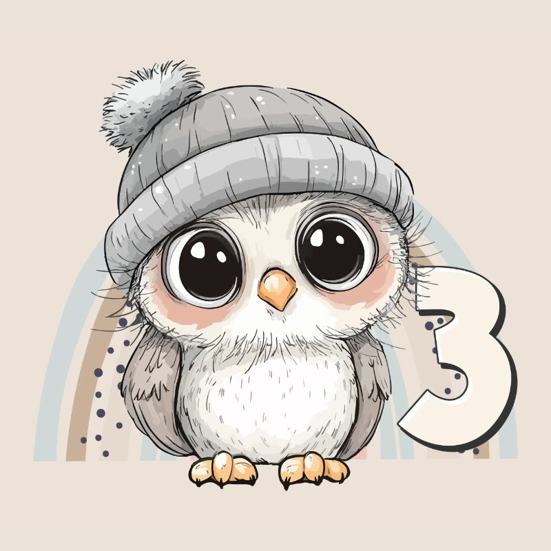 3. Geburtstag Eule Regenbogen Süß Niedlich