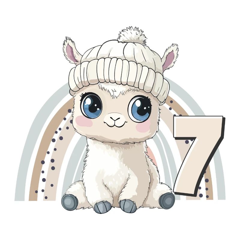 7. Geburtstag Alpaka Lama Regenbogen Süß Niedlich
