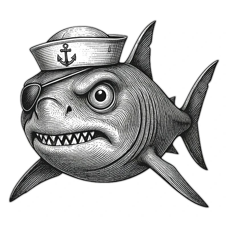 The grumpy Captain Shark