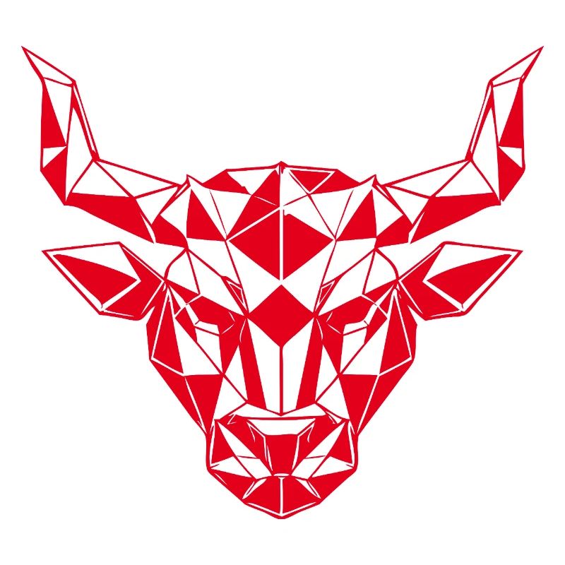 Roter Low-Poly Stierkopf