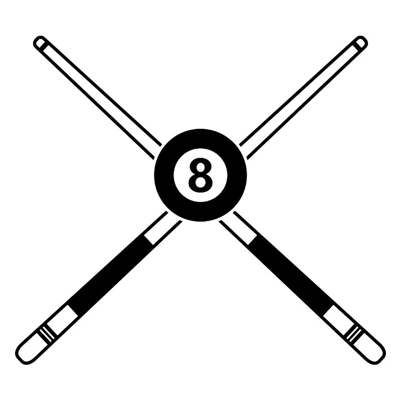 Queue de huit billes croisées avec des bâtons de billard