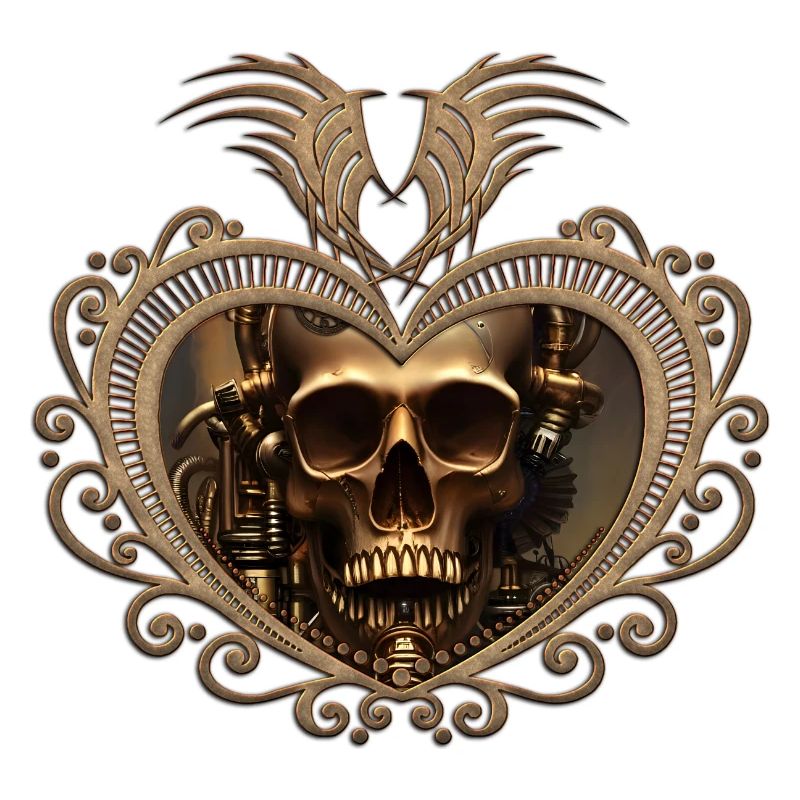 Superbe crâne steampunk doré