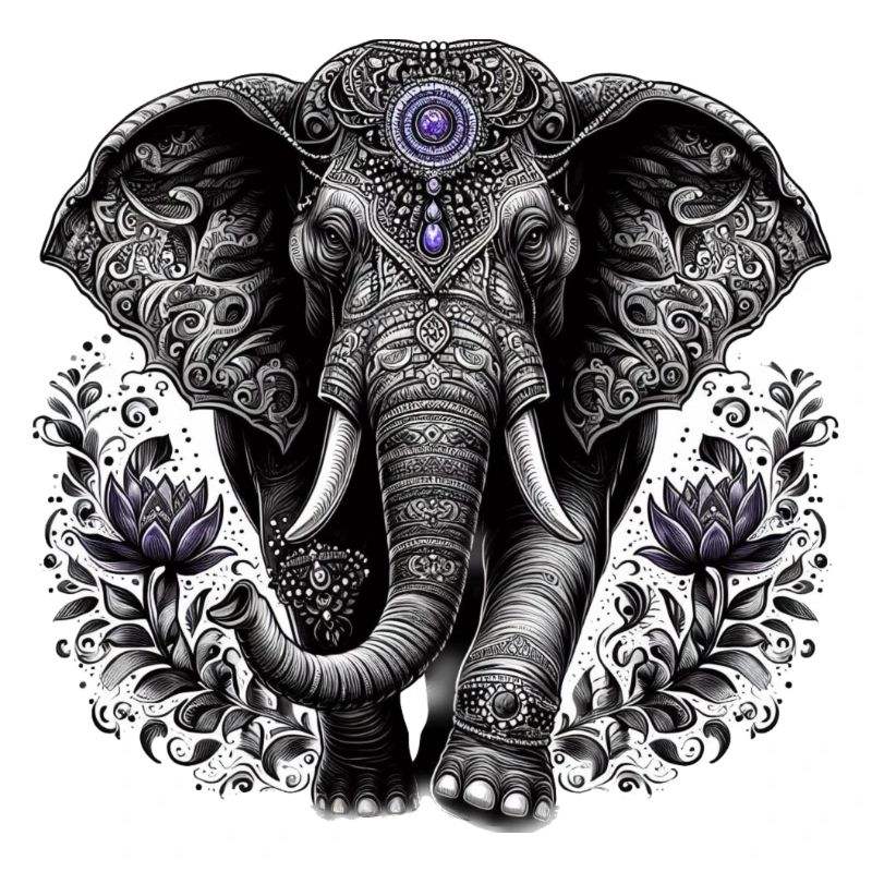 Éléphant avec coiffe