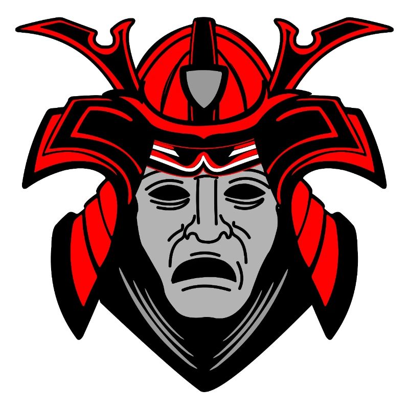 Düsteres Samurai-Gesicht mit Helm