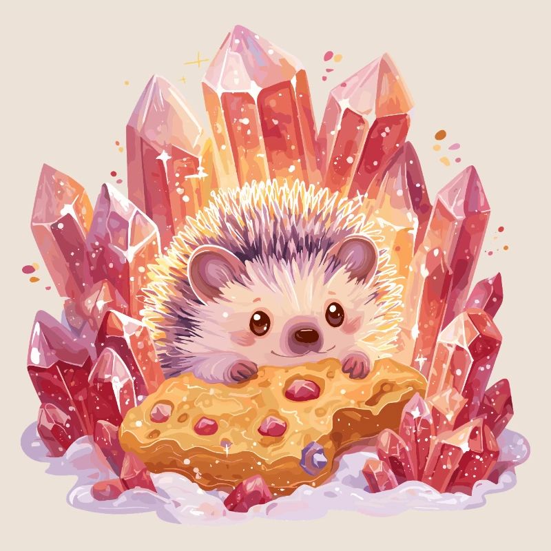 Crystal hedgehog with cookie