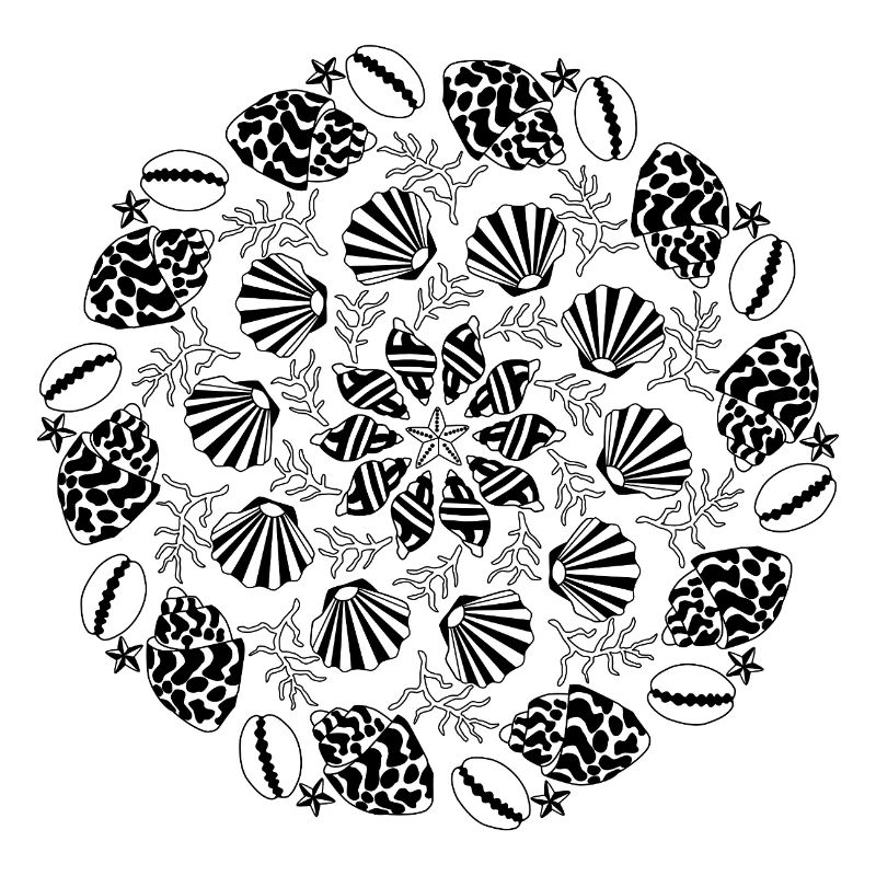 Shell Mandala black and white