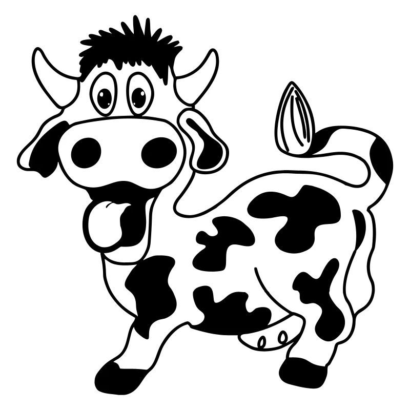 Drôle de vache avec la langue sortie de la bouche