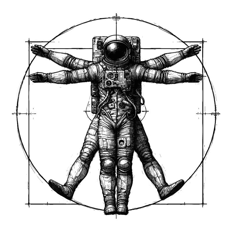 Vitruvian Astronaut Sketch Drawing Gift