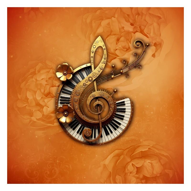 Style musical abstrait avec des fleurs