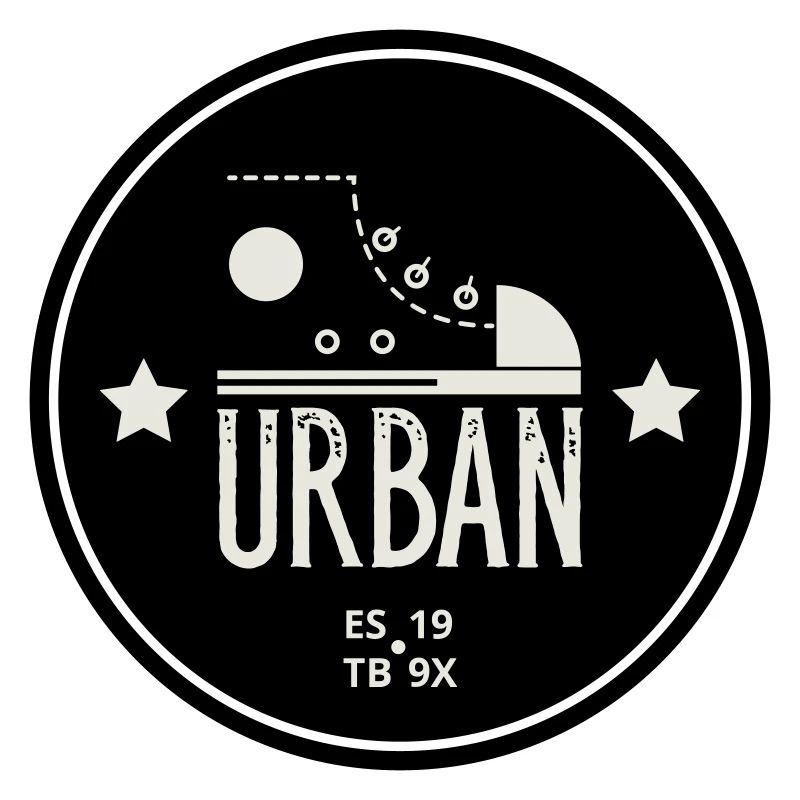 Urban Style Badge Featuring Red Sneaker and Bold 
