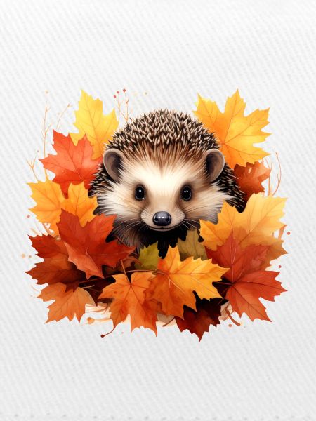 Herbstlicher Igel im Laub