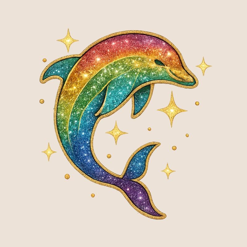 Rainbow Dolphin Star Glitter